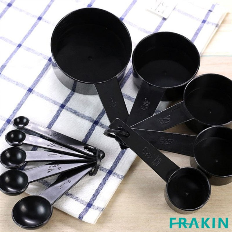 10pcs Black Plastic Measuring Spoons Cup Set
