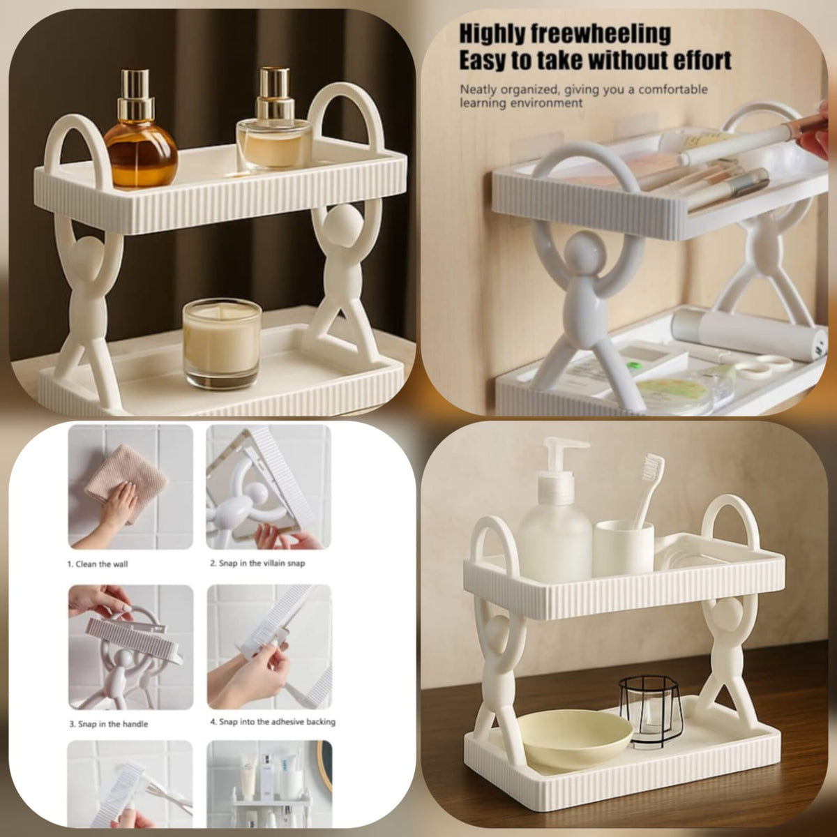 2L Self-adhesive Wall-Mounted Character Shelf