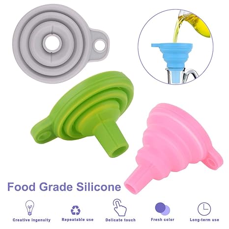 3 Pieces Collapsible Silicone Funnel