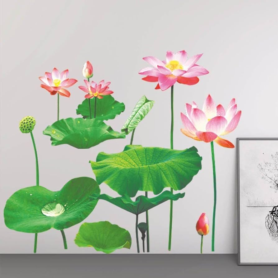 Lotus Leaf Pond Fish Pond 3D Wall Stickers
