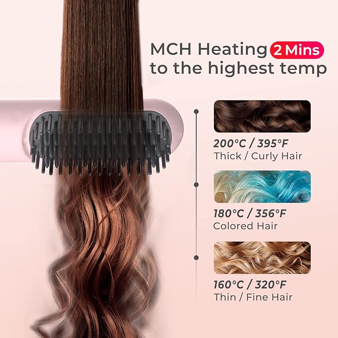 Mini Cordless Hair Straightener Brush