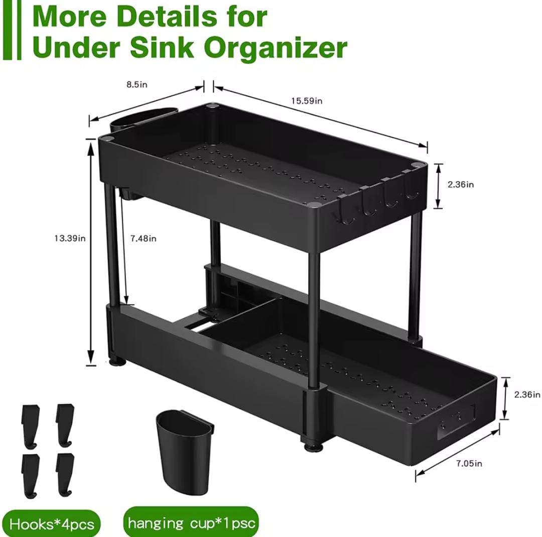 2 Layer Under the Sink Multi-purpose Moveable Storage Rack
