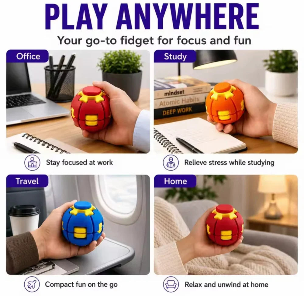 Colorful 3D Printed Fidget Spinner Ball - Pack of 3 (Random Color)