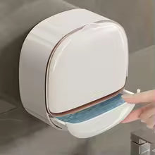 Bathroom Drain Soap Box Wall Mounted ABS Soap Box with Lid