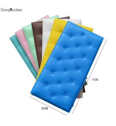 5 Pieces 3D Wall Stickers Wallpaper Self-adhesive Thicken Tatami Anti-collision Wall Mat