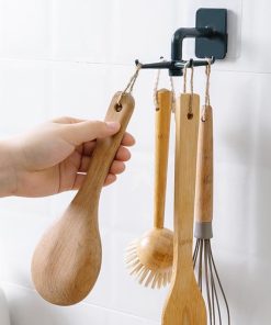 360 Degree Rotating Hooks Wall-Mounted Kitchen Spatula Spoon Storage Rack