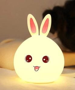 Cute Silicone Bunny Rabbit Baby Nursery Lamp, Tap Control Breathing Light For Children Pack Of 1