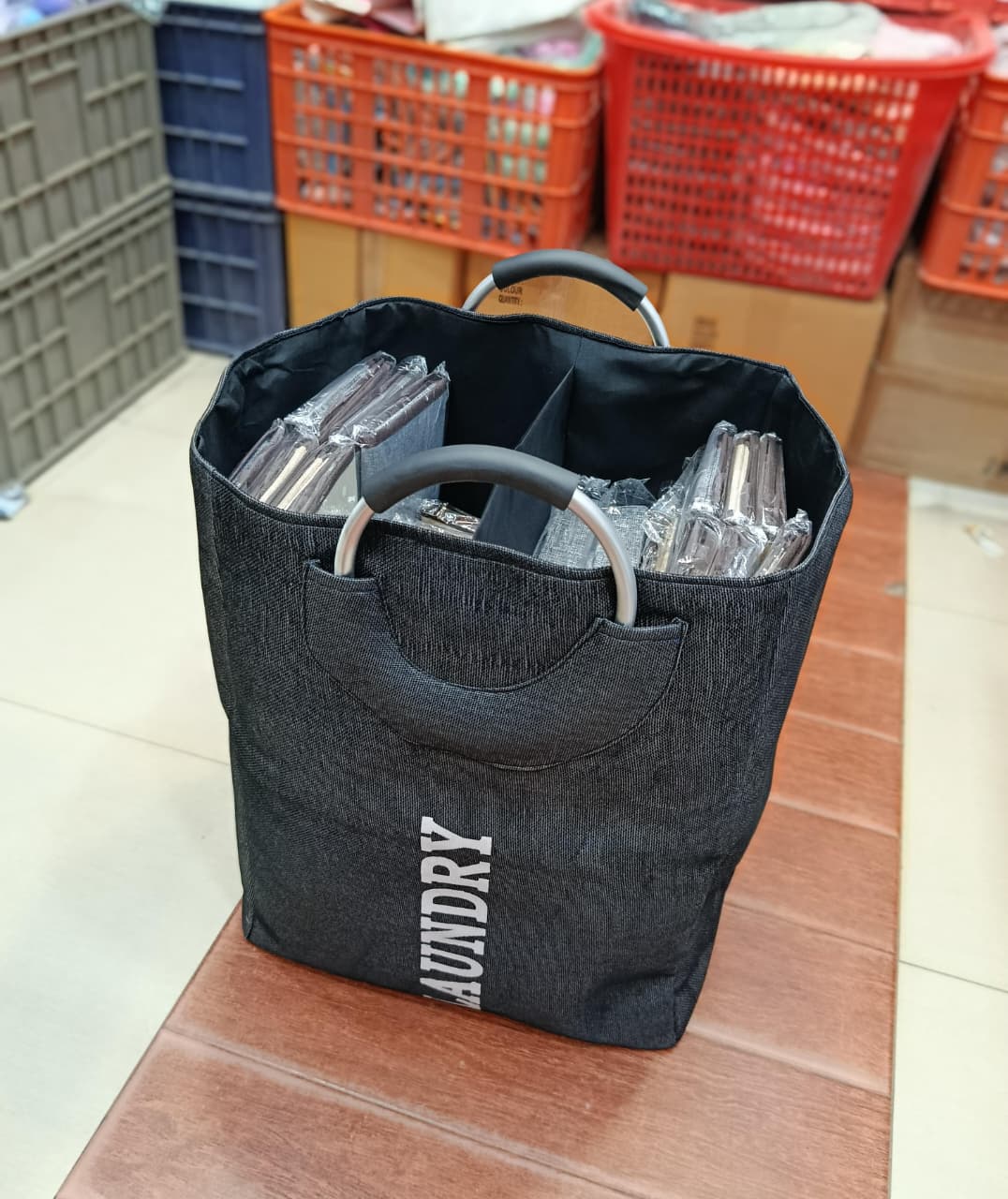 2in1 Foldable Laundry Basket with Aluminium Handle